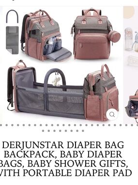 Baby Diaper Backpack in Dusty Rose and Gray